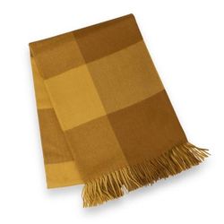 Comfort and Honey,'Fringed Baby Alpaca Throw with a Honey Checkered Pattern'