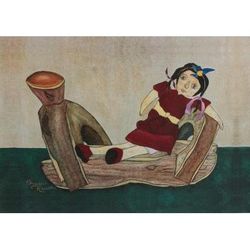 Resting,'Still Life with Rag Doll Color Giclee Art Print on Canvas'