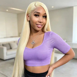 613 Honey Blonde Bone Straight Brazilian Remy Human Hair Wig 13x4 13x6 HD Transparent Lace Frontal Wig Pre Plucked Baby Hair 200% Density Minimal Shed Tangle Free Long Wigs For Women 40 46 Inch