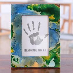 'World Map-Laminated 4x6 Wood Photo Frame with Glass Pane'