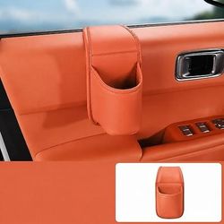 Tasca portaoggetti in pelle per portiera auto - doppio scomparto, fodera in flanella antigraffio, adesivo senza residui, per organizzare le chiavi telefono, mantiene in ordine gli interni dell'auto,