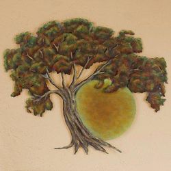 Sunset Oak,'Oak Tree at Sunset Hand Crafted Steel Wall Art from Mexico'