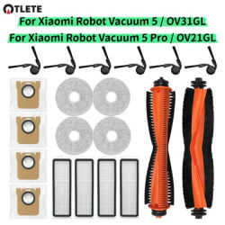 For ( Xiaomi Robot Vacuum 5 OV31GL / Xiaomi Robot Vacuum 5 Pro OV21GL) Parts Cutting Brush HEPA Filter Mop Cloth Dust Bag