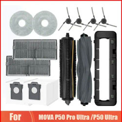 Spare Parts FOR MOVA P50 Pro Ultra /P50 Ultra Robot Vacuum Cleaner Main Brushes Filters Side Brushes Mop Cloths Bags
