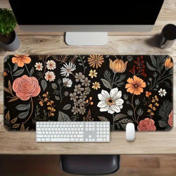 Tapis de Souris Botanique Vert Floral, Grand Tapis de Bureau Antidérapant, Accessoire de Jeu, Tapis de Souris avec Bords Cousus pour le Bureau et la Maison