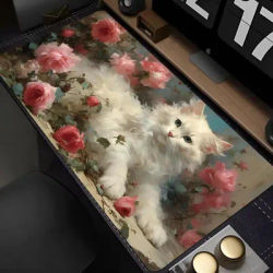Grand tapis de souris en forme de chat, tapis de souris mignon, accessoires de bureau, tapis de bureau 900x400, tapis antidérapants en caoutchouc HYBXXC