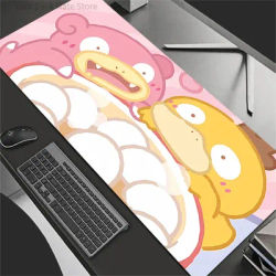 Grand tapis de souris mignon Slowpoke&Psyduck, tapis de bureau Anime pour le jeu et le bureau, tapis de clavier étendu antidérapant, accessoires de bureau Kawaii
