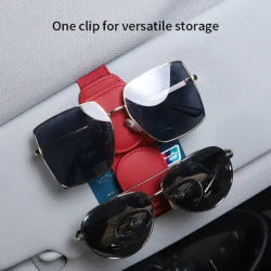 Clip double pour lunettes de voiture, multifonction, en cuir durable, portable, porte-lunettes de soleil, porte-documents, porte-billets, accessoire intérieur de voiture