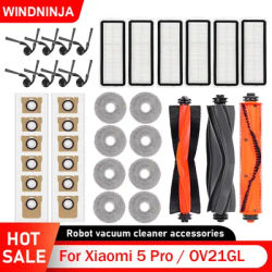 For Xiaomi 5 Pro / OV21GL Robot Vacuum Cleaner Accessories Dust Bag HEPA Filter Mop Cloth Main Side Brush Replacement Parts