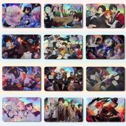 B-Bungo Stray Dogs – autocollant holographique laser pour cartes de crédit et de débit, 4 pièces/ensemble, protection imperméable et résistante aux rayures