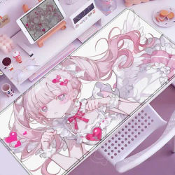 Tapis de souris fille Anime mignon tapis de souris rose grand tapis de souris Kawaii ordinateur grand jeu tapis en caoutchouc filles tapis de bureau filles belle 90x40