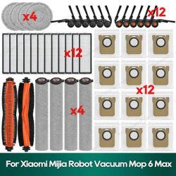 Compatible for Xiaomi Robot Vacuum 6 Max (PV11GL), Mijia Robot Vacuum Mop 6 Max (PV11CN) Accessories Main Brush Filter Dust Bag