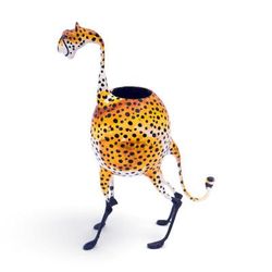 Leopard Office,'Painted Papier Mache and Calabash Gourd Leopard Pen Holder'