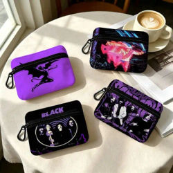 Porte-monnaie en tissu Band B-black Retro S-sabbath avec mousqueton, porte-clés portable, petit porte-cartes, pochette de rangement à fermeture éclair