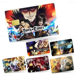 Autocollant de dessin animé japonais B-Black C-Clover pour carte de crédit, carte de débit, carte bancaire, carte de bus