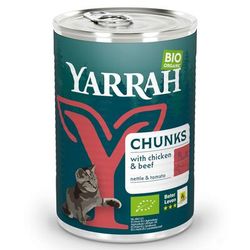 12x405g Chunks Organic Chicken & Organic Beef with Organic Nettle & Organic Tomato Yarrah wet cat food