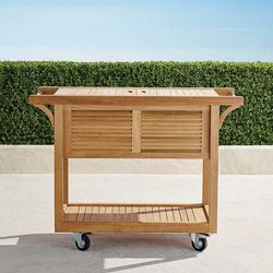 Teak Bar Cart with Beverage Tub - Natural - Frontgate