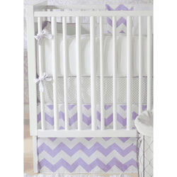 New Arrivals Zig Zag Lavender 4 Piece Baby Crib Bedding Set