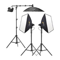 Impact 3-Head Fluorescent Lighting Kit with Boom Arm Kit FF-S4