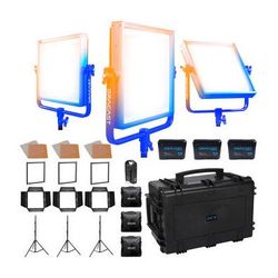 Dracast Pro Series LED1000 Bi-Color LED Light Panel (Gold Mount, Studio 3-Light Kit DR-STU-BG
