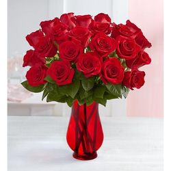 1-800-Flowers Flower Delivery Two Dozen Red Roses W/ Red Vase | Quality Delivered | Happiness Delivered To Their Door