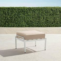 Grayson Ottoman with Cushion in White Aluminum - Standard, Cara Stripe Cobalt - Frontgate