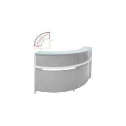 White 1/4 Round Glass Top Reception Desk