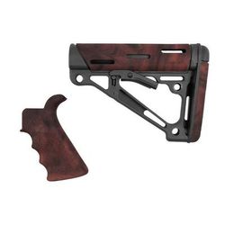Hogue AR15/M16 Kit Finger Groove Beavertail Grip and OverMold Collapsible Buttstock Fits Comm. Buffer Tube Red Lava Rubber 15455