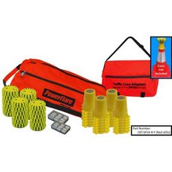 Powerflare 24-Position Cone Adapter Kit with 24-Pack Soft Pack of PowerFlare Lights Amber LEDs Orange Shell CKT-SP24-A-O
