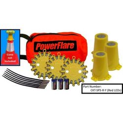 Powerflare 3-Position Cone Adapter Kit with 3-Pack Soft Pack of PowerFlare Lights Blue LEDs Yellow Shell CKT-SP3-B-Y