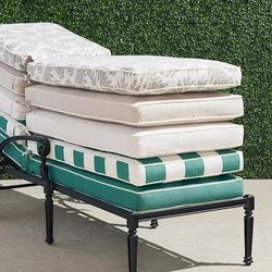 Double-piped Chaise Cushion with Cording - Cobalt Rain, Cobalt/Natural, 80"L x 26"W - Frontgate
