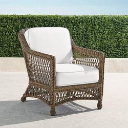 Hampton Lounge Chair in Driftwood Wicker - Standard, Melon - Frontgate