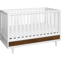 Babyletto Eero 4-in-1 Convertible Crib with Toddler Bed Conversion Kit - White/Natural Walnut