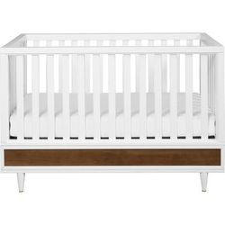 Babyletto Eero 4-in-1 Convertible Crib with Toddler Bed Conversion Kit - White/Natural Walnut
