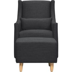 Babyletto Toco Swivel Glider & Ottoman - Coal Grey