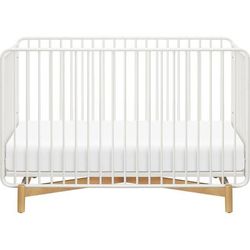 Babyletto Bixby Metal Crib with Toddler Bed Conversion Kit - Warm White / Natural Beech