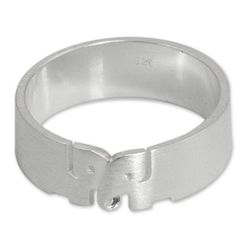 Sterling silver band ring, 'Love for Life'