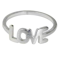 Love All the Time,'Thai Love Ring Handcrafted Brushed Sterling Silver'