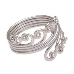 Garden Tendrils,'Indonesian Handcrafted Sterling Silver Cocktail Ring'