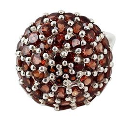 Red Geranium,'Indian Sterling Silver and Garnet Cluster Ring'