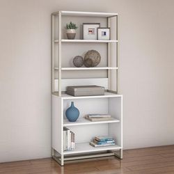 Bush Business Furniture Method Bookcase with Hutch in White - MTH013WH
