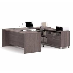 Pro-Linea U-Desk in Bark Gray - Bestar 120861-47