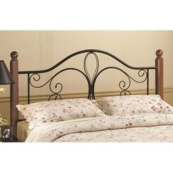 Hillsdale Furniture Milwaukee King Metal Headboard with Cherry Wood Posts, Textured Black - 1422HKP