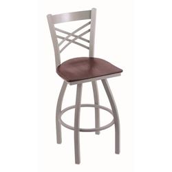 "Holland 82036ANDCOak 820 Catalina 36" Bar Stool /w Anodized Nickel Finish, Dark Cherry Oak Seat"