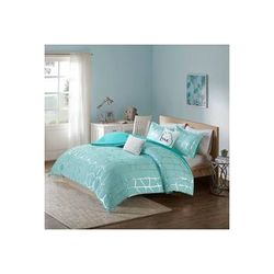 Intelligent Design Raina Twin/Twin XL Comforter Set in Aqua/Silver - Olliix ID10-1240