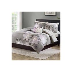 Madison Park Serena Cal King 7 Piece Comforter Set in Grey - Olliix MP10-1101