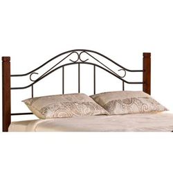 Hillsdale Furniture Matson Twin Metal Headboard with Frame and Cherry Wood Posts, Black - 1159HTWR