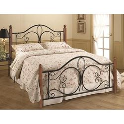 Hillsdale Furniture Milwaukee Twin Metal Bed with Cherry Wood Posts, Textured Black - 1422BTWRP