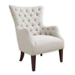 Madison Park Hannah Button Tufted Wing Chair in Ivory - Olliix FPF18-0401