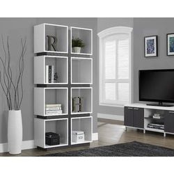 "Bookshelf / Bookcase / Etagere / 5 Tier / 71"H / Office / Bedroom / Laminate / White / Grey / Contemporary / Modern - Monarch Specialties I 7076"